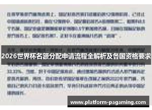 2026世界杯名额分配申请流程全解析及各国资格要求 2026世界杯名额分配申请流程全解析及各国资格要求
